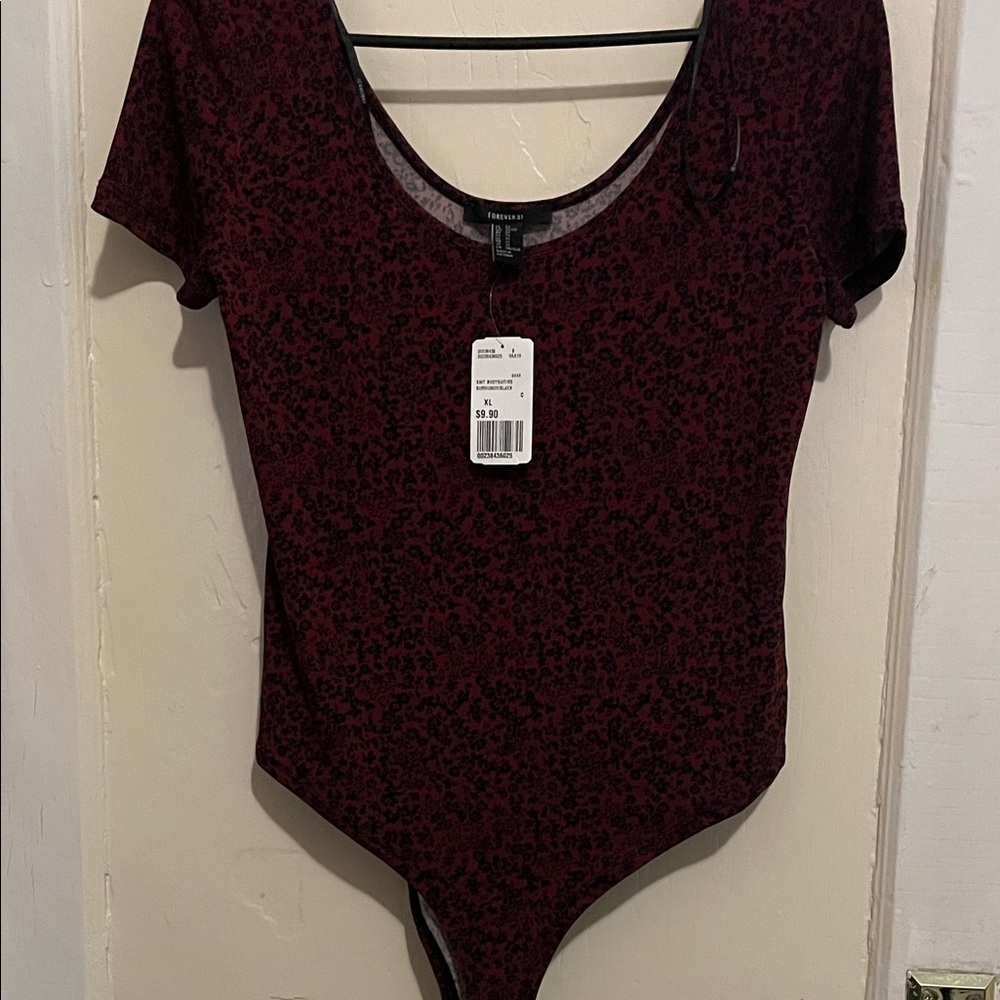 Knitted Burgundy Patterned Bodysuit